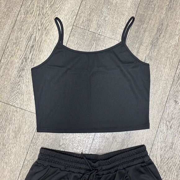 Women’s Ribbed Crop Cami Top & Drawstring Short Set (E103) - Picture 3 of 8